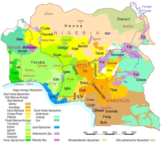 Languages in Cameroon, Nigeria and Benin