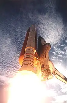 A space shuttle in the sky