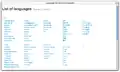 Wireframe illustrating the layout of languages by script type.