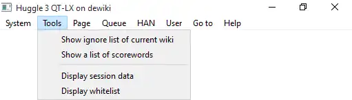 Huggle 3 Tools menu