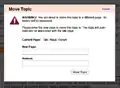 The modal "move topic" dialog