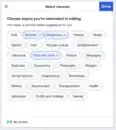 Dialog for setting topics (desktop)