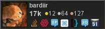 profile for bardiir on Stack Exchange, a network of free, community-driven Q&A sites